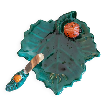 Vintage slip butter dish