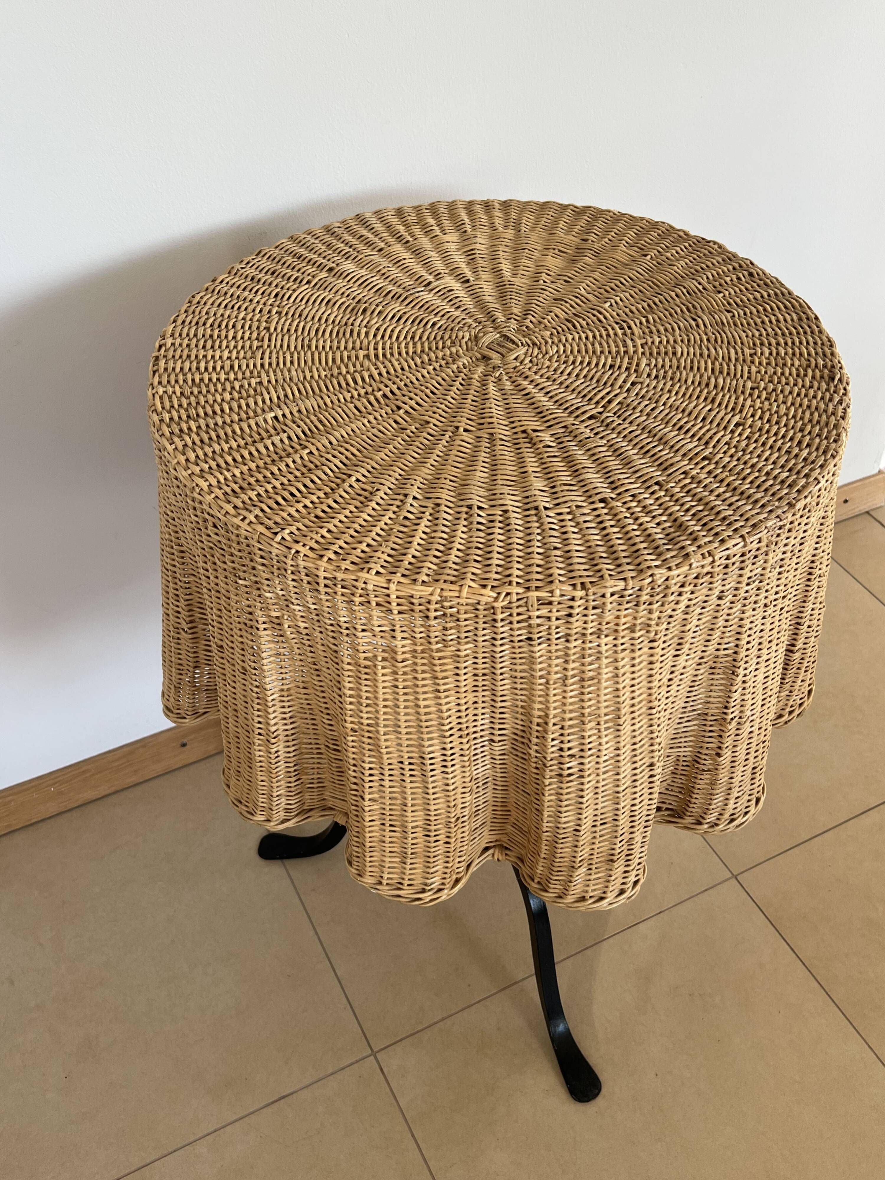 Ghost Trompe l’œil Table" side table in wicker – France, 1970s
