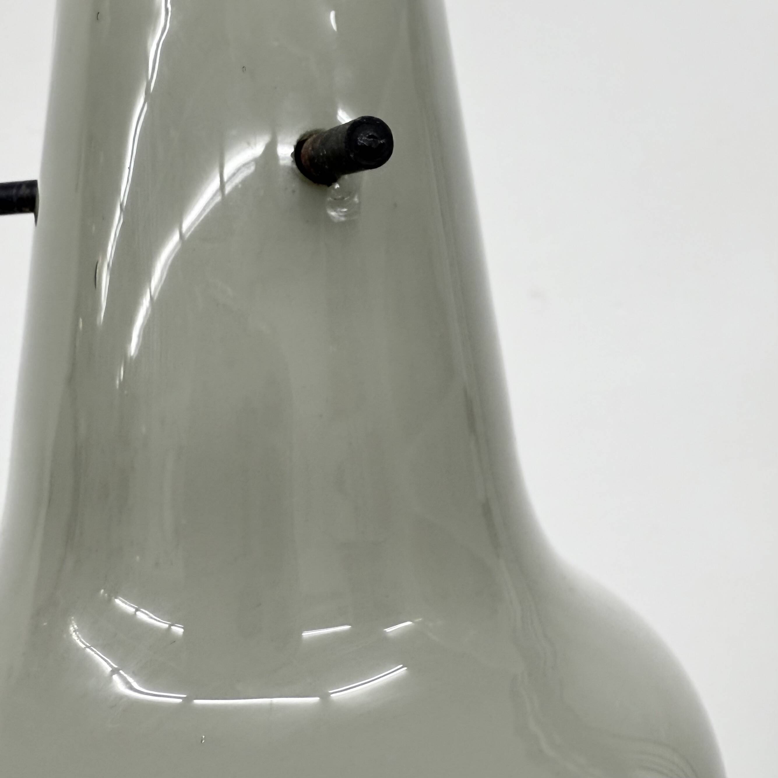 Mid-century grey glass pendant hanging lamp , 1960s Scandinavian