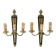 Antique Pair of 3-Light Wall Lights - Gilt Bronze and Mahogany - Neoclassical - 40's