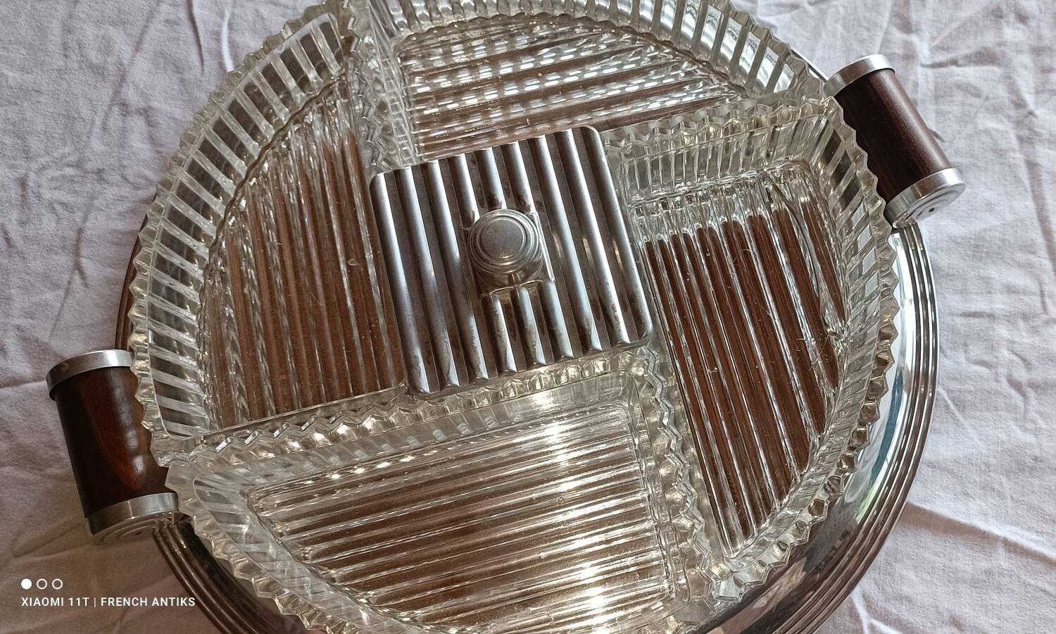 Art Deco 1930s silver-plated metal serving tray