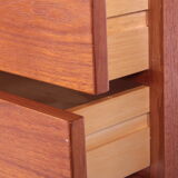 Vintage teak chest of drawers with leather handles by fröseke nybrofabrik, 1970s