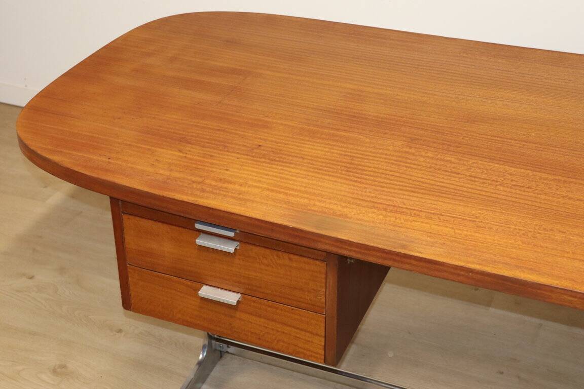 Vintage desk by George Nelson in wood and aluminum, 1960s