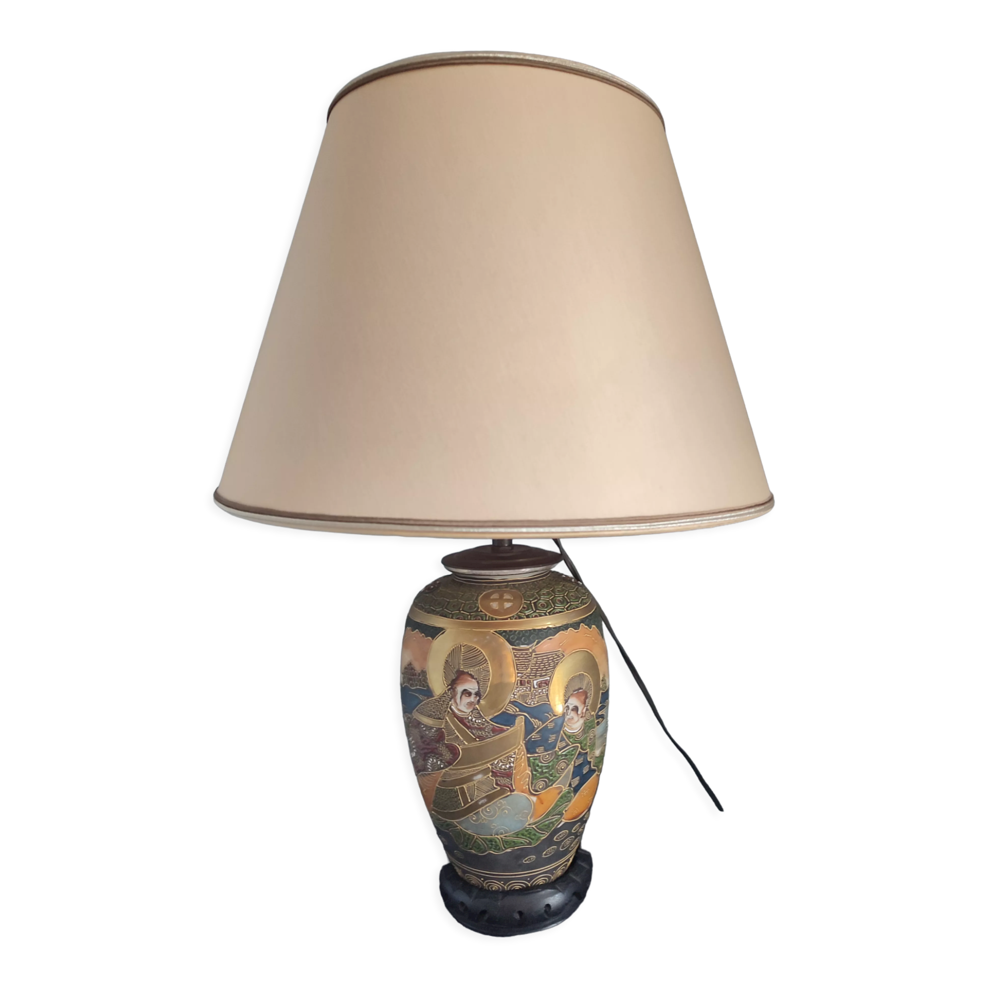 Old Japanese table lamp with Satsuma decoration.