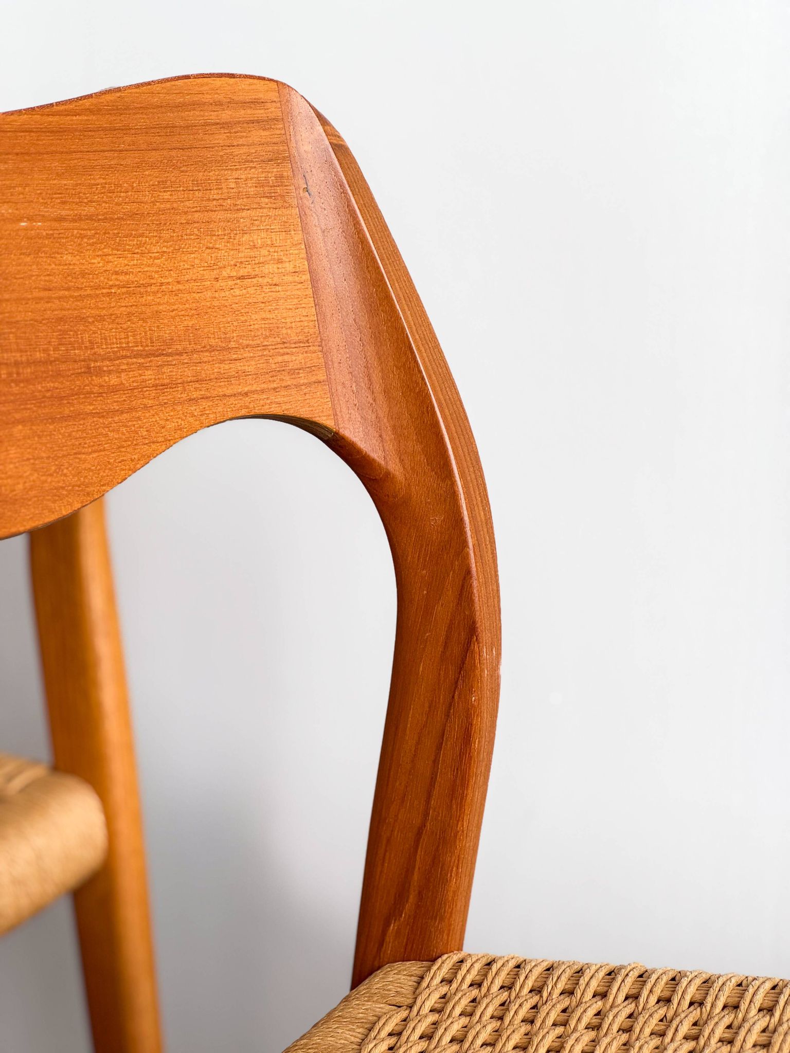 Set of 6 #71 teak chairs by Niels O. Møller, JL. Moller Mid Century