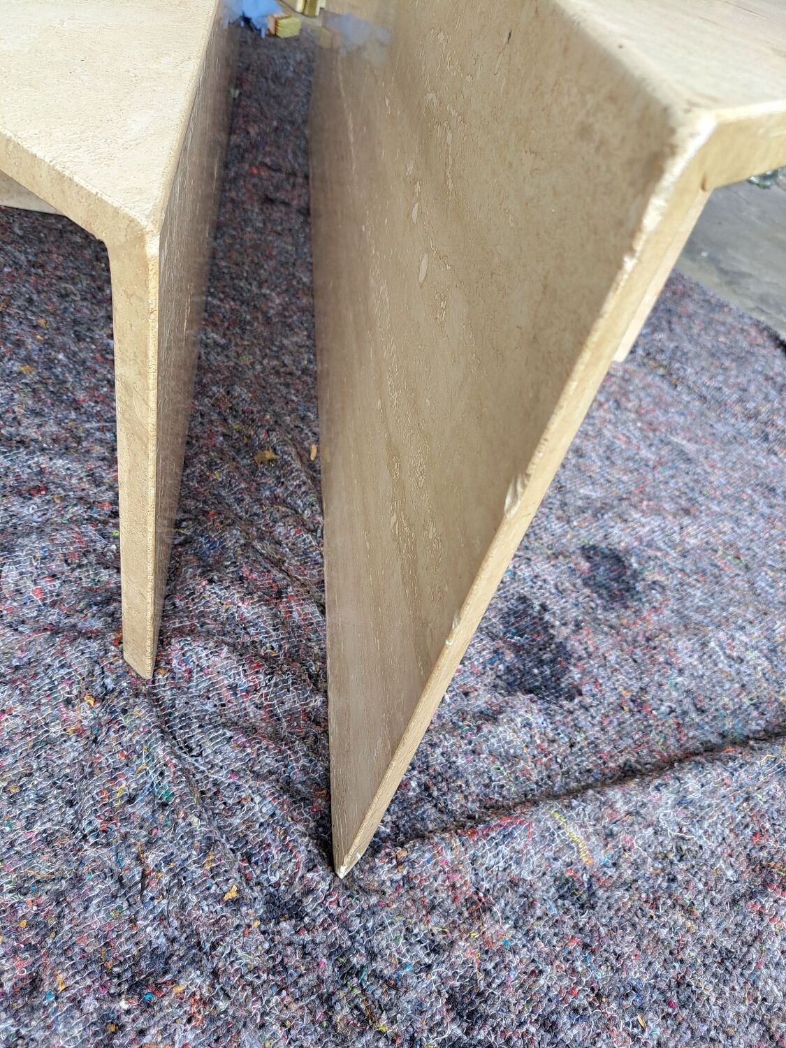 Travertine coffee table.