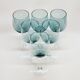 6 Large Wine or Water Balloon Glasses in Petrol Blue Color Blown Glass