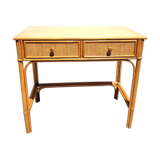 Desk 2 drawers vintage rattan