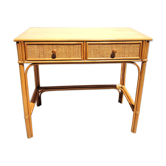Desk 2 drawers vintage rattan