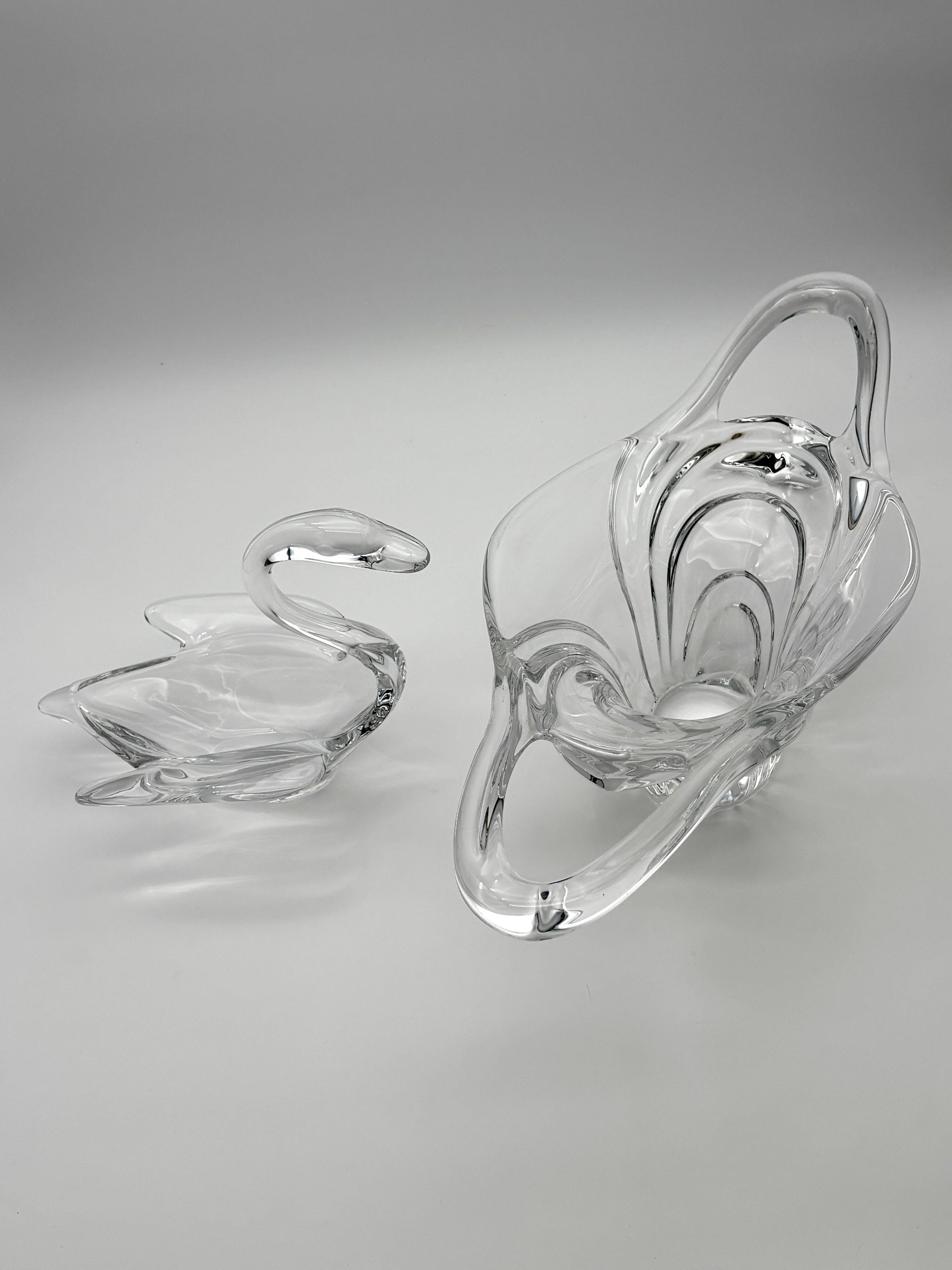 Large crystal centrepiece Art Vannes & matching swan – 54 cm