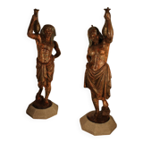 Pair of cast iron statues
