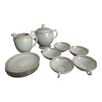 Vintage Limoges porcelain mint coffee set and golden edging