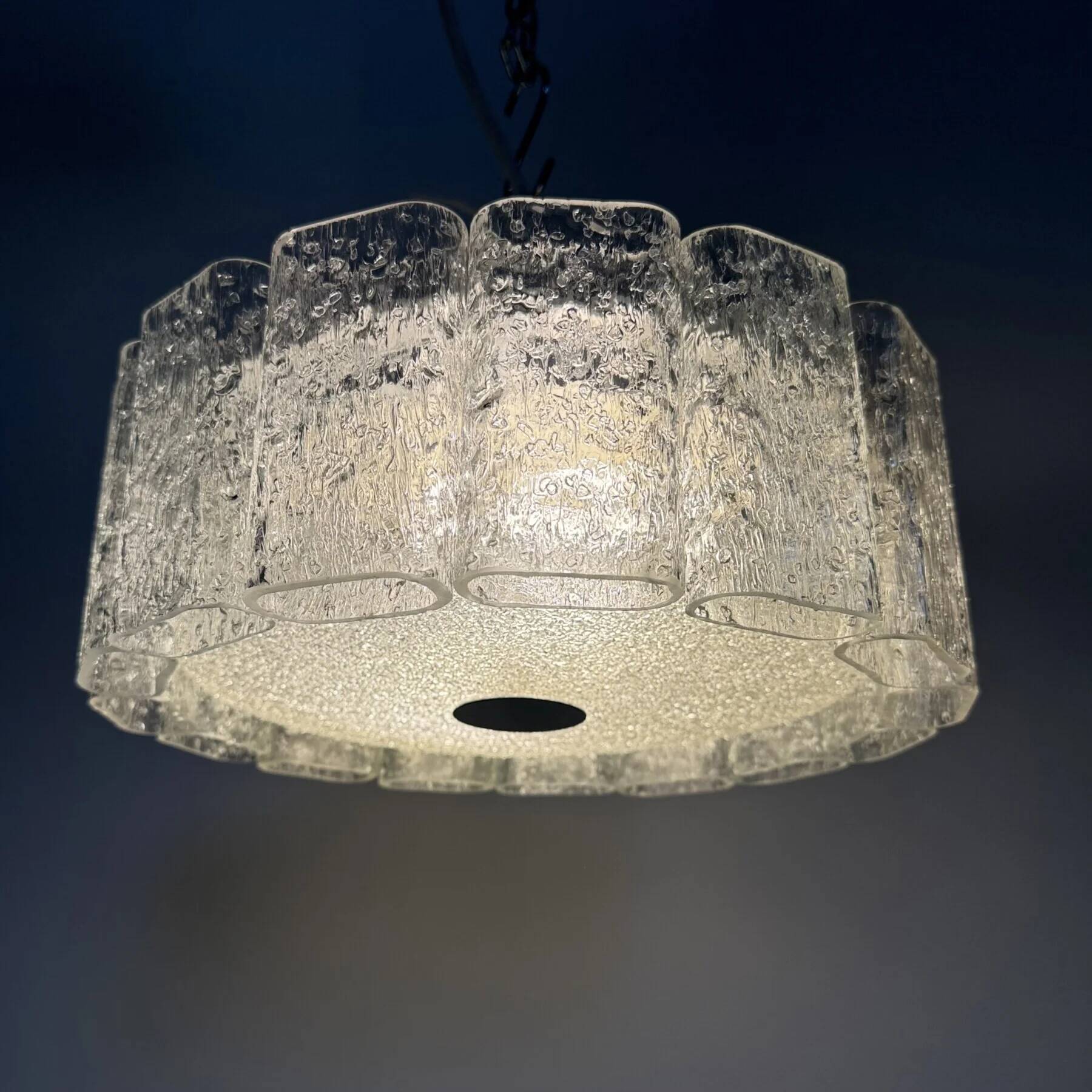 Mid-century glass tubes flush mount by Doria Leuchten, Germany, 1960s