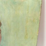 Old portrait in oil on panel 1920, vintage painting of a man signed Cagnet