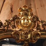 Large Napoleon III Mirror in Gilded Wood with Putti and Mascaron