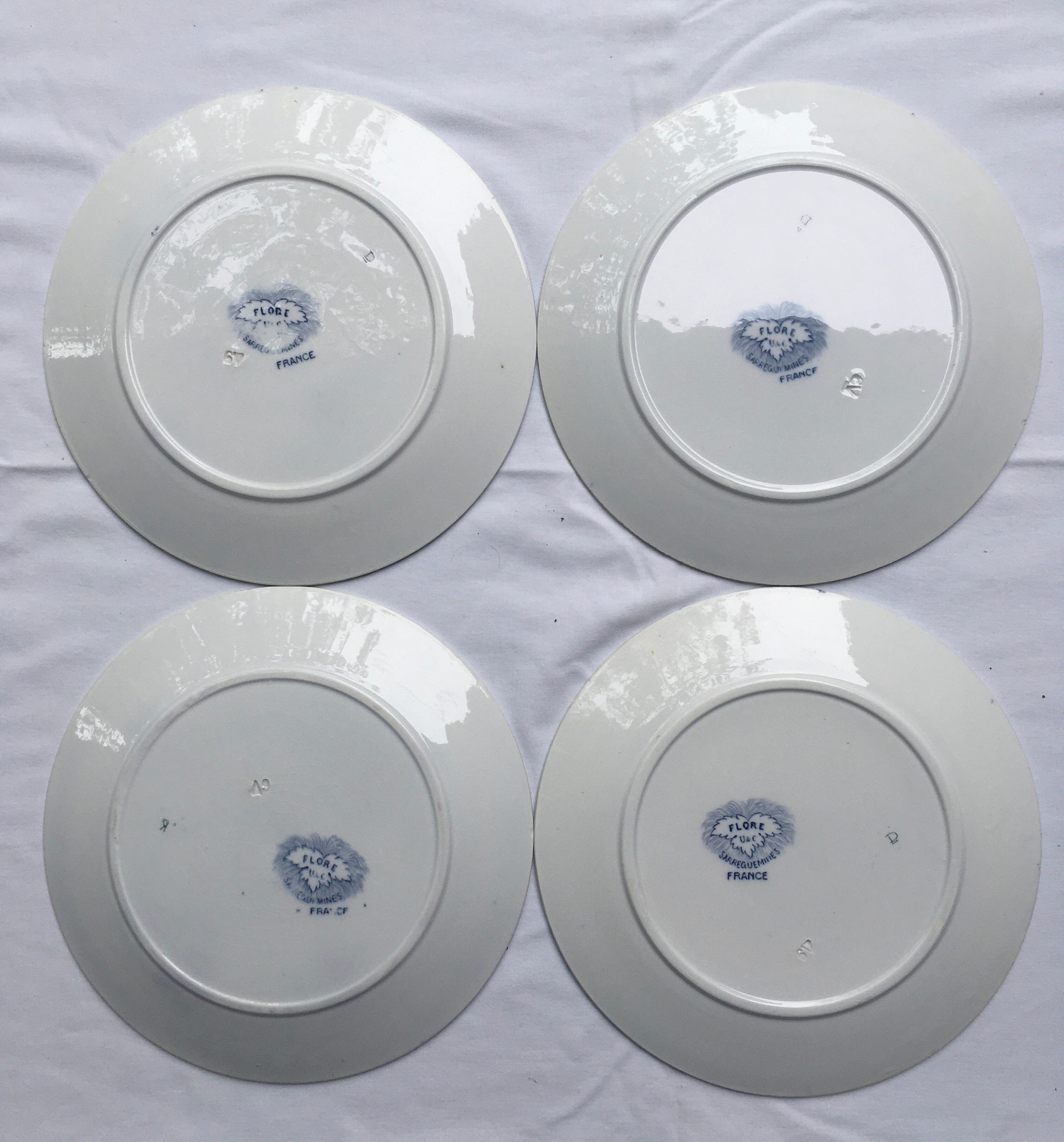 4 Dessert plates Sarreguemines U-C model Flore