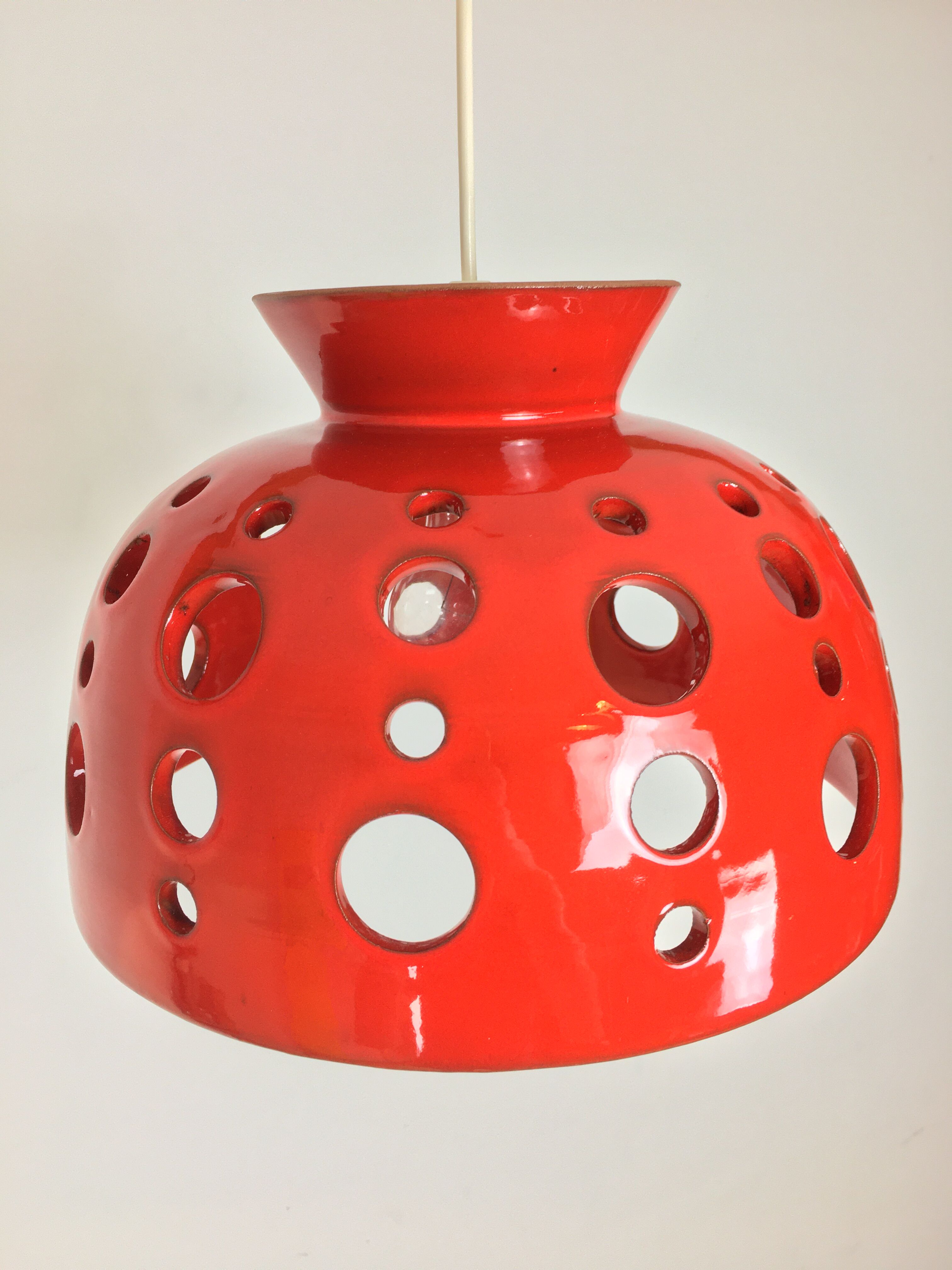 Ceramic hanging space age 70s, orange by Paul Badié