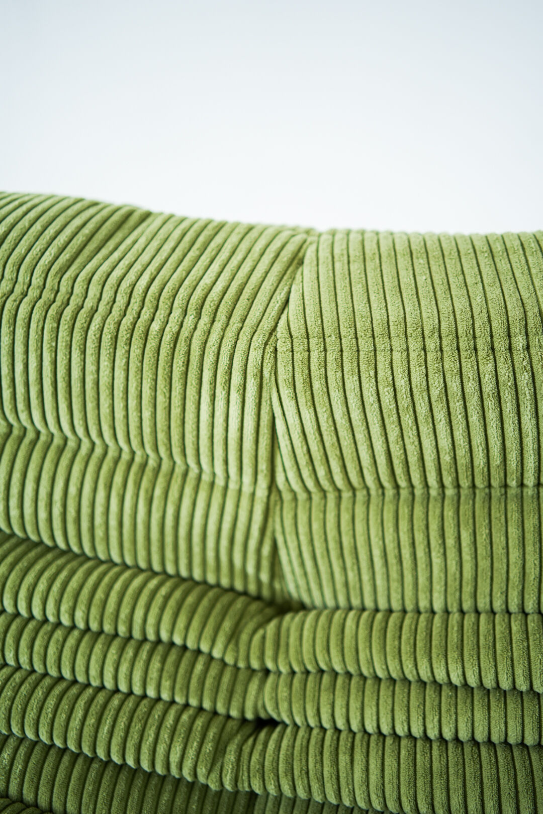 Togo Armchair and Pouf in Fresh green Corduroy