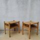Paire de chevets bois et rotin