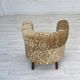 1960s, Danish vintage armchair, green furniture velour, ash wood legs.