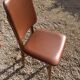 Set of 10 vintage brown skai chairs and 60s/70s wood structure