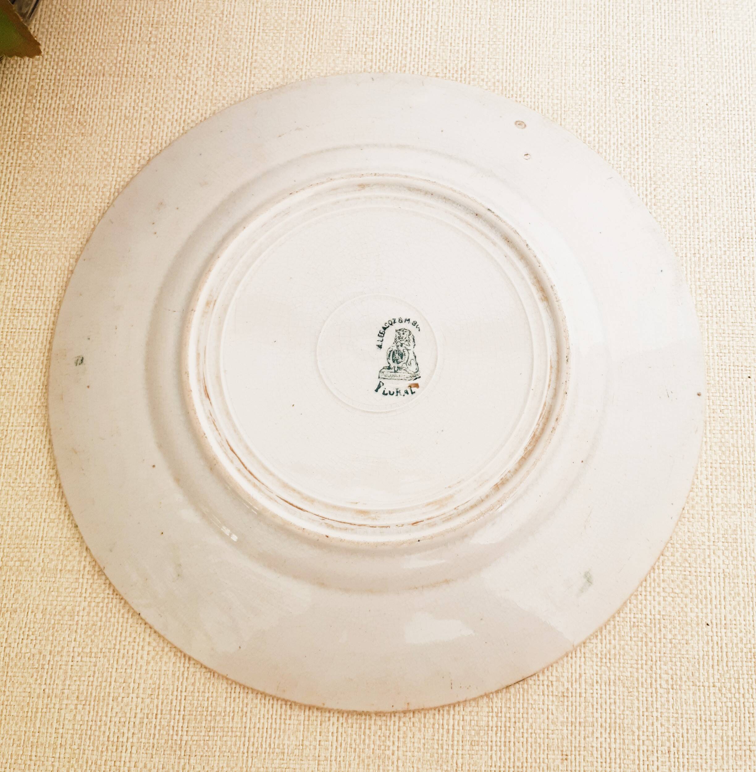 Flat plate Saint Amand, iron earth, A. Lebacqz & M. Bouchart, antique French