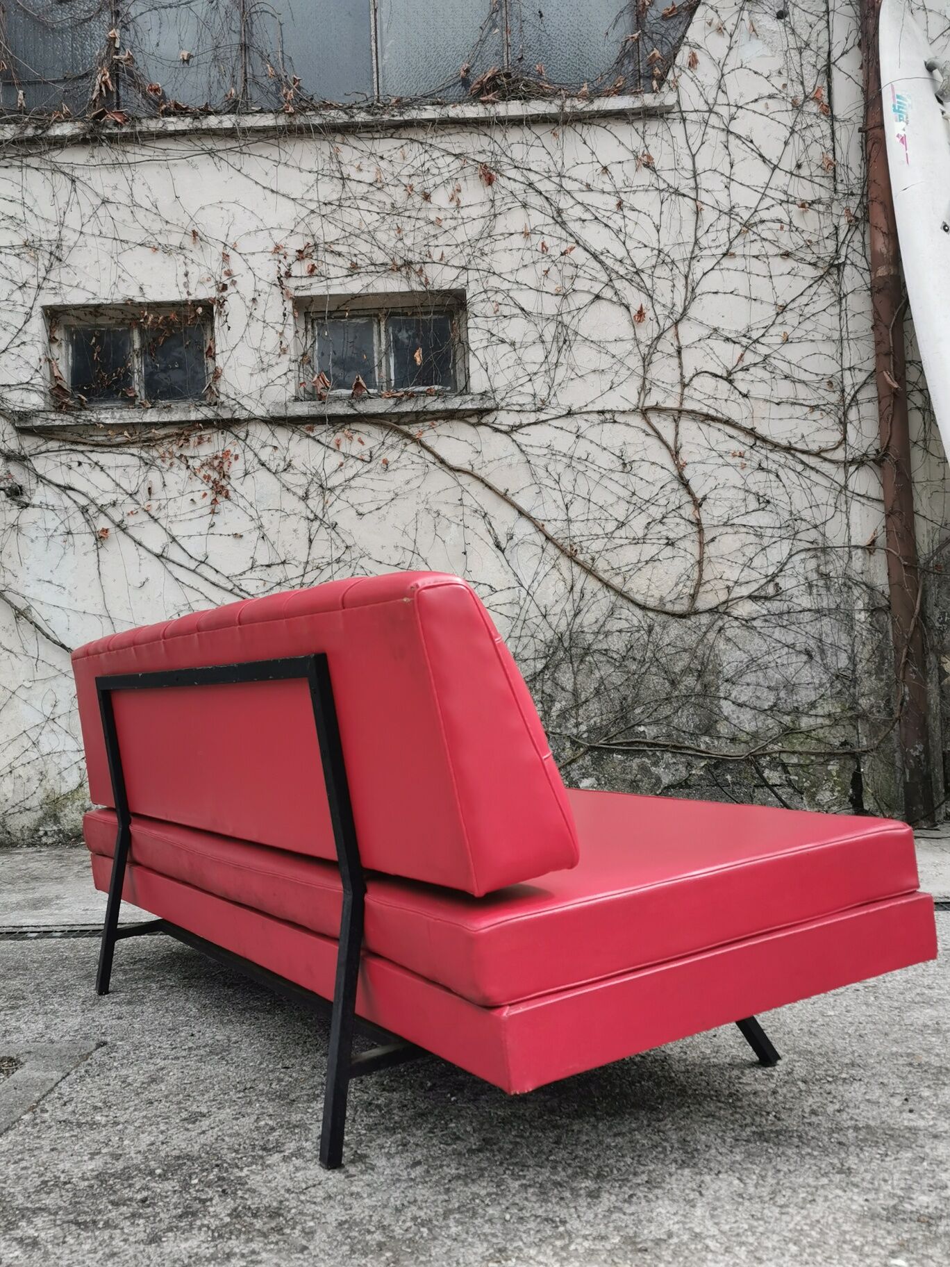 Red leatherette sofa, 1970s