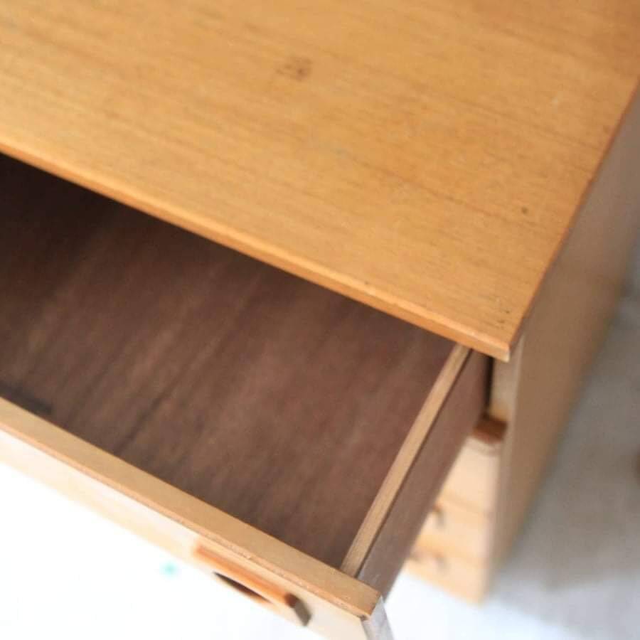 Vintage Danish enfilade in brown teak veneer, 1960s, mid-century design, 8 drawers.