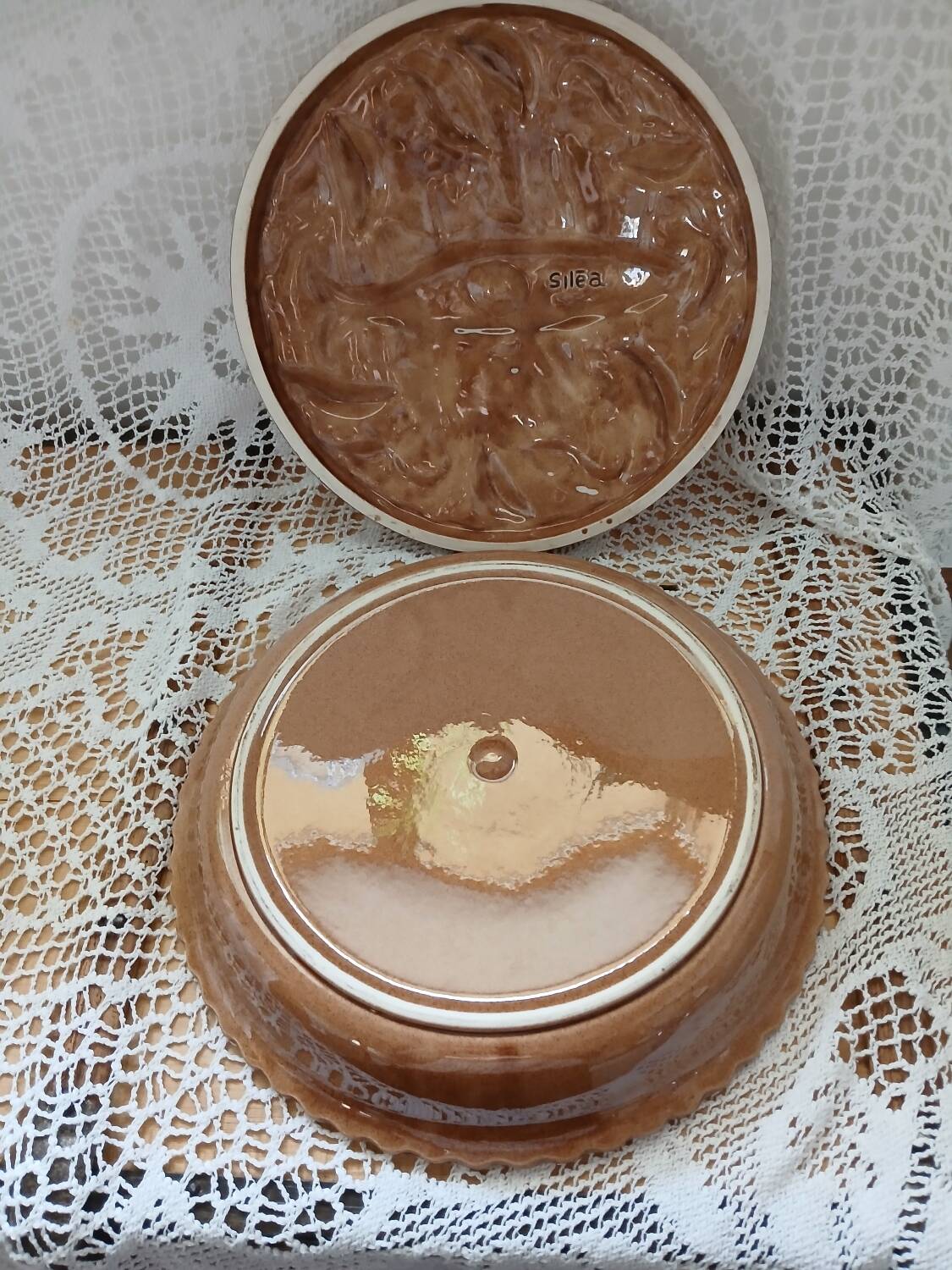 Vintage slip dish + lid