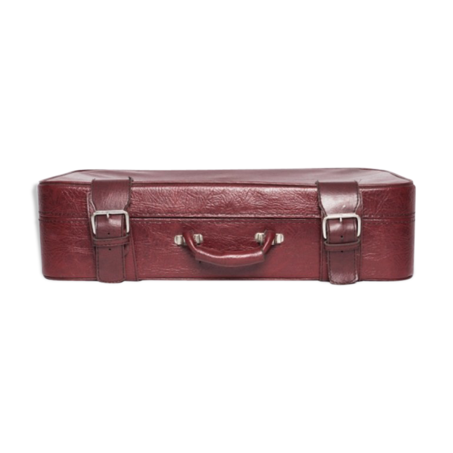Red faux leather suitcase