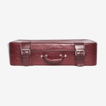 Red faux leather suitcase