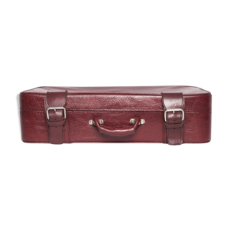 Red faux leather suitcase