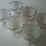6 large iridescent tea cups with gold edge
