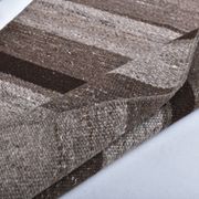 418x65 cm dark brown beige turkish runner wool kilim rug, corridor kilim