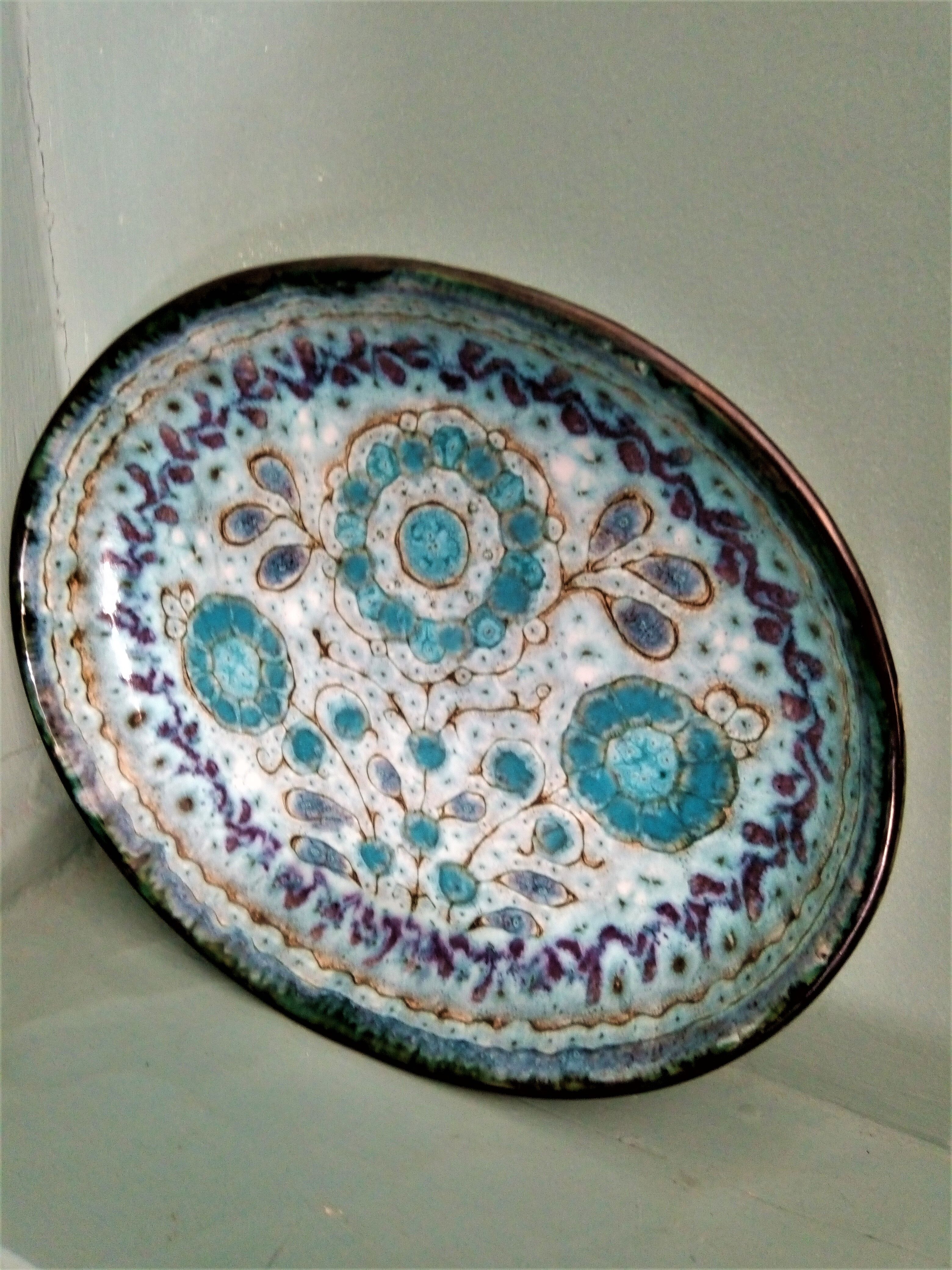 Dish from the 70s enamelled ceramic