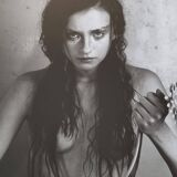 Fashion photography, black and white portrait, framed under glass, 32 x 41 cm