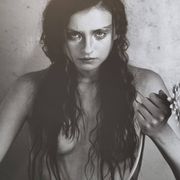Fashion photography, black and white portrait, framed under glass, 32 x 41 cm