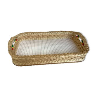 Wicker rattan basket tray