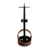 Brutalist Cast Iron Candlestick, 38cm