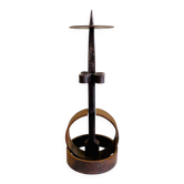 Brutalist Cast Iron Candlestick, 38cm