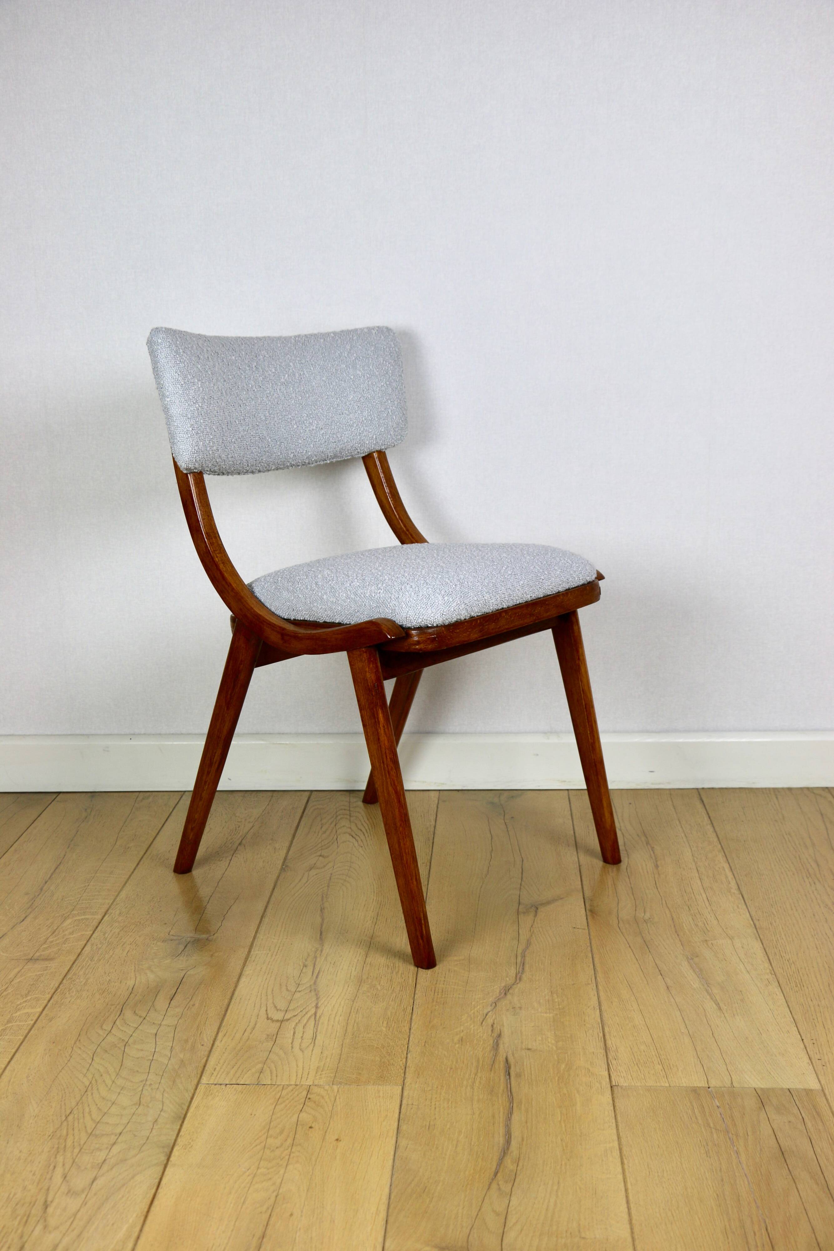 Skoczek chair light blue light grey boucle from the 70s