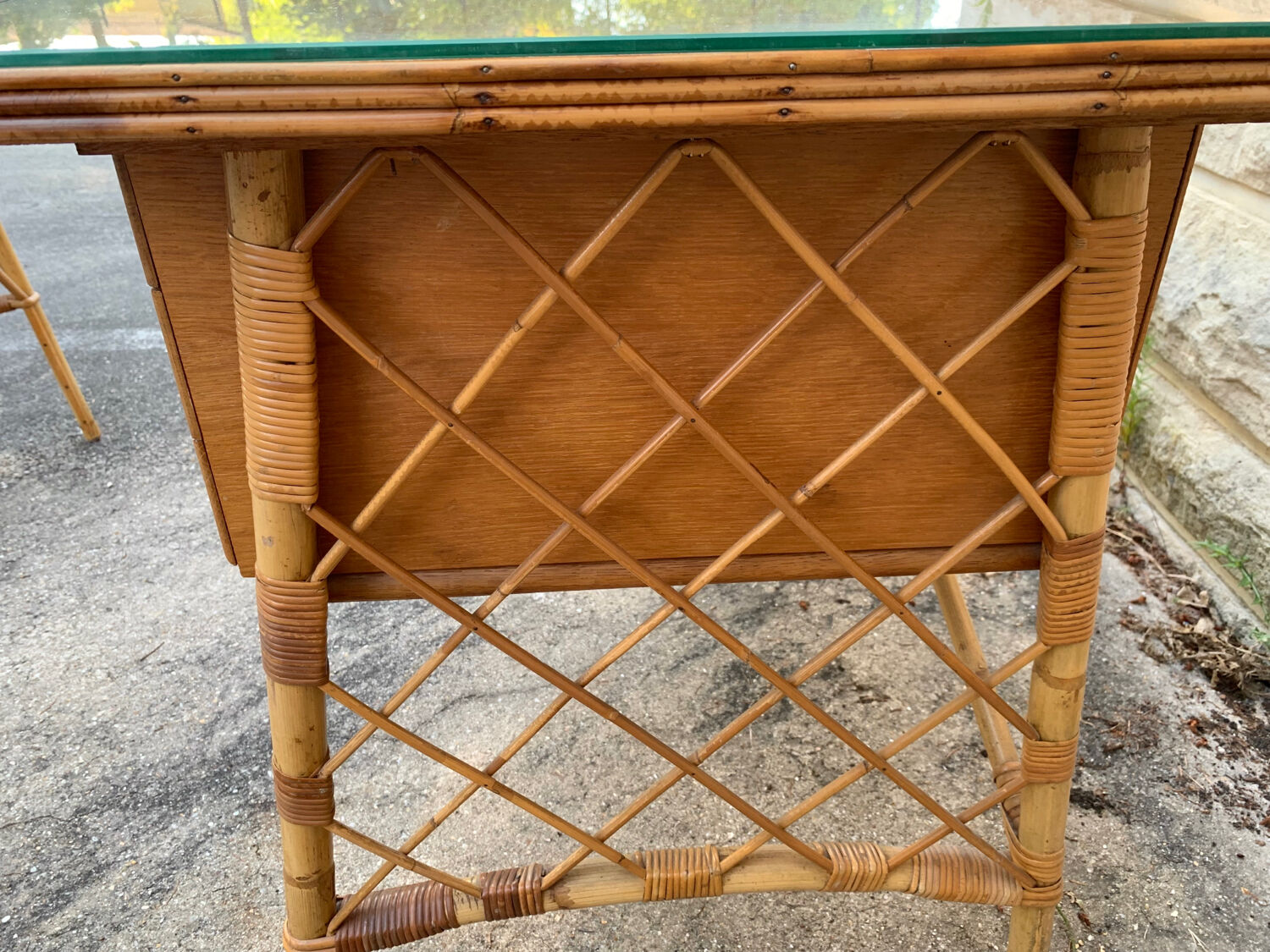 Rattan desk and chair 1960