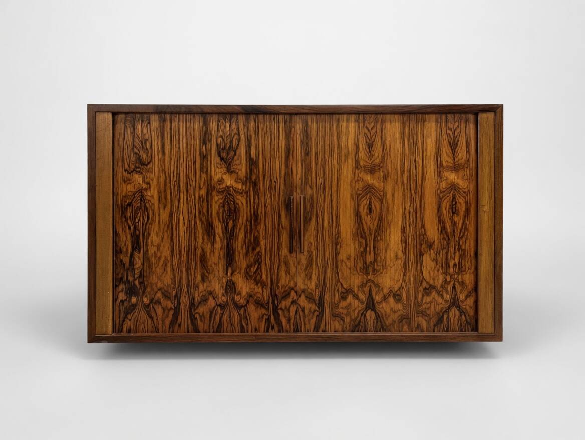 Rosewood Tambour Cabinet By Kai Kristiansen For Feldballes