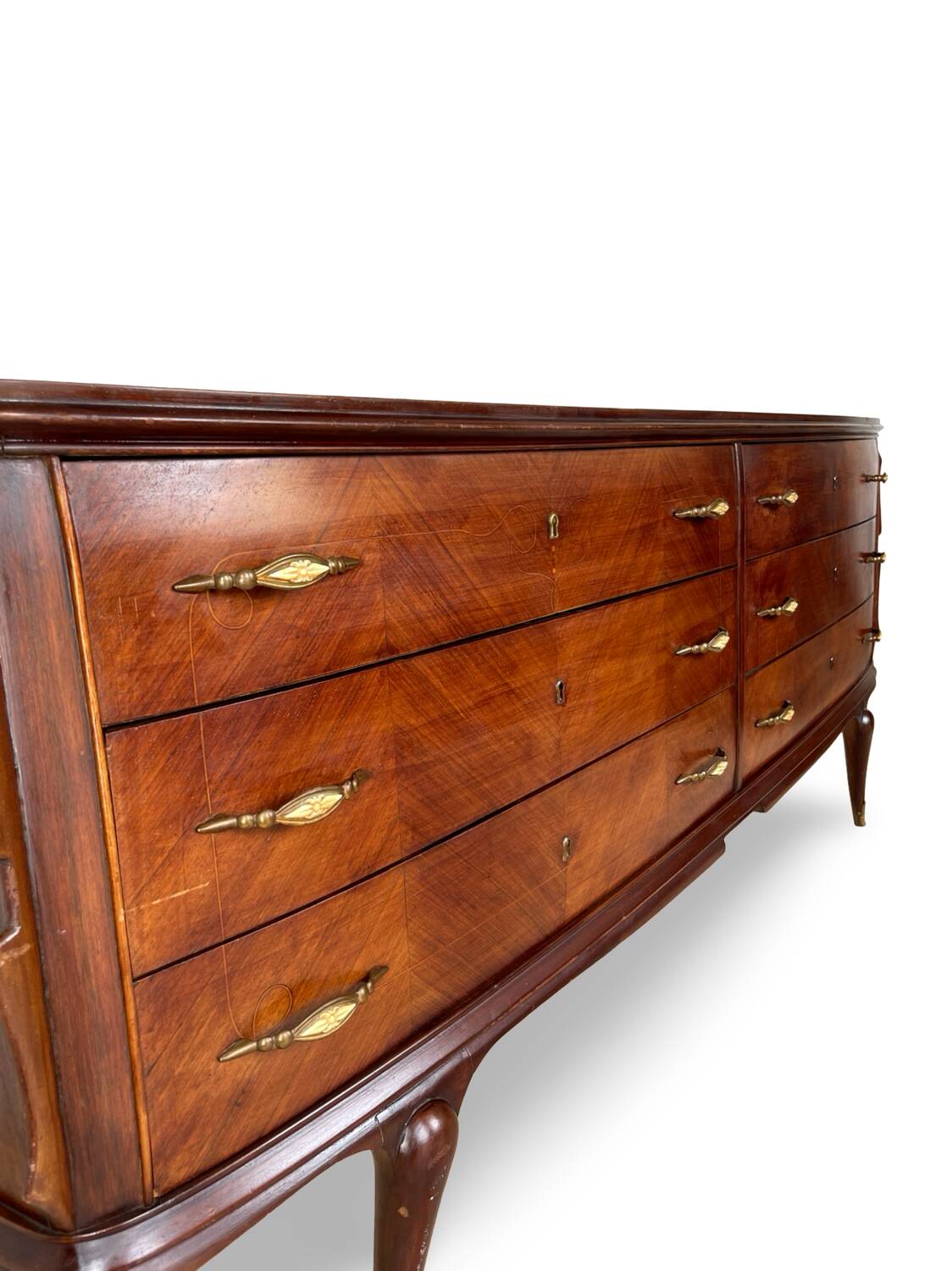 Commode en placage de palissandre avec plateau en onyx vert