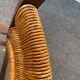 Vintage armchair in straw and brutalist wood