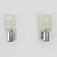 Pair of space age wall sconces, stainless steel and thick glass, 60s 70s