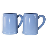 Set of 2 stoneware tankards / mugs 50cl light blue