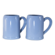 Set of 2 stoneware tankards / mugs 50cl light blue