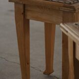 A pair of antique Danish pine stools from the late 19th century.
