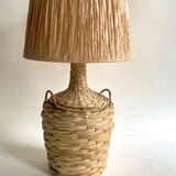 Raffia lamp and shade, 2 M fabric cable